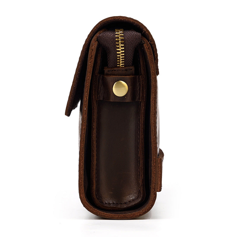 Leather Clutch Retro Men&#39;s Clutch Crazy Horse Leather Multifunction Wallet