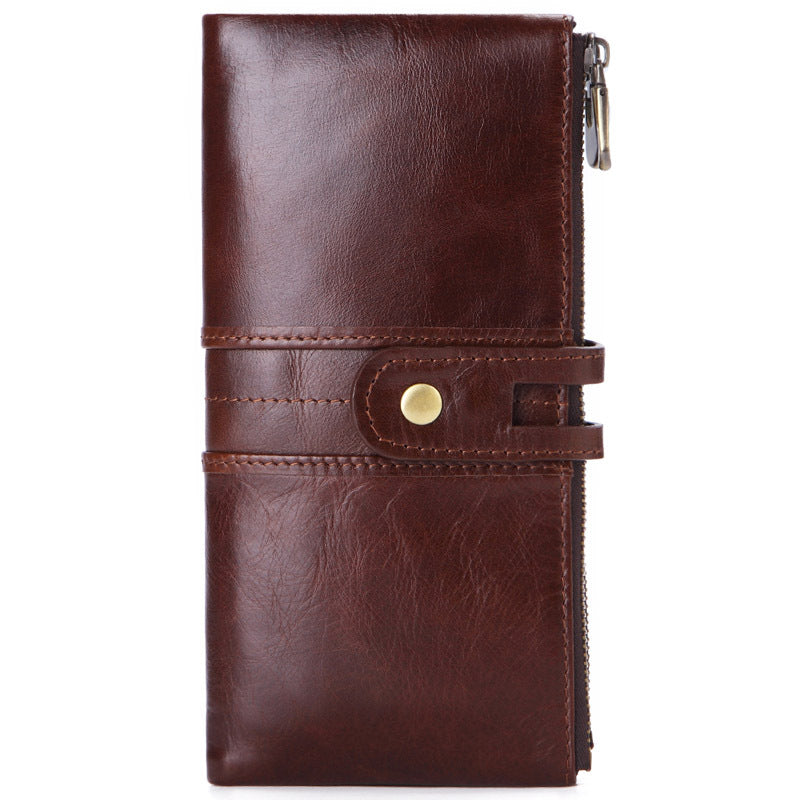 Men&#39;s Long Large-Capacity Vintage Leather Card Holder