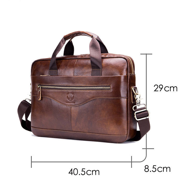 Captain Cattle Leather Goods Laptop Computer Briefcase Men&#39;s Leather Shoulder Messenger Bag Top Layer Cowhide Business Briefcase