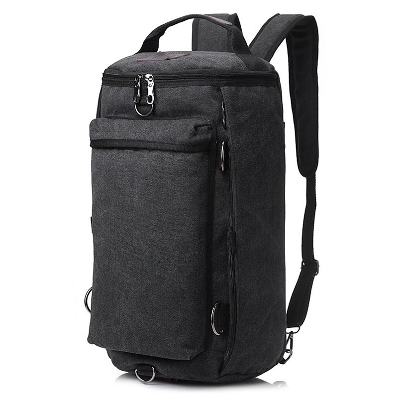 Double Shoulder Canvas Backpack Men&#39;S Multifunctional Travel Bag Large Capacity Student Schoolbag
