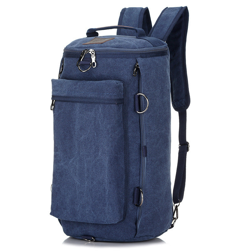 Double Shoulder Canvas Backpack Men&#39;S Multifunctional Travel Bag Large Capacity Student Schoolbag