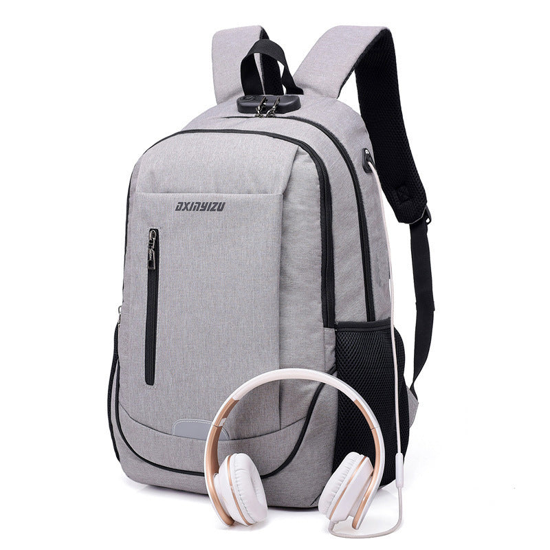 Business Casual Smart Backpack Usb Interface Password Lock Design Computer Bag Large Capacity
