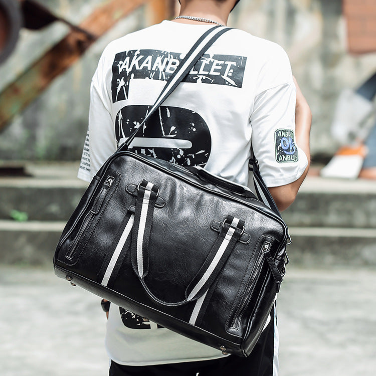 Retro Men&#39;s Portable Official Document Messenger Shoulder Bag Fashion Travel PU Leather