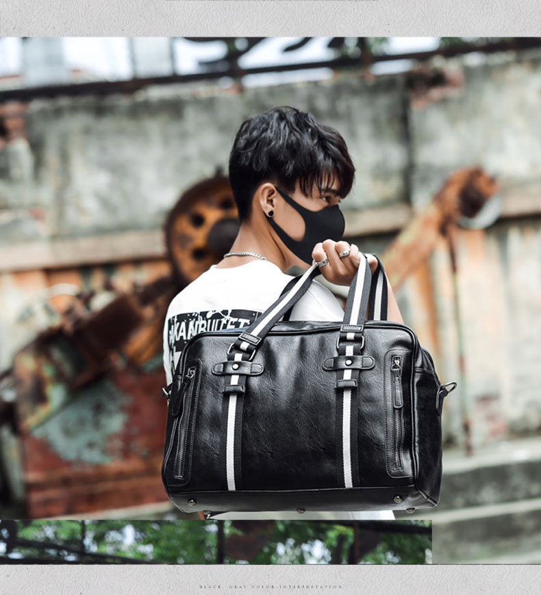 Retro Men&#39;s Portable Official Document Messenger Shoulder Bag Fashion Travel PU Leather