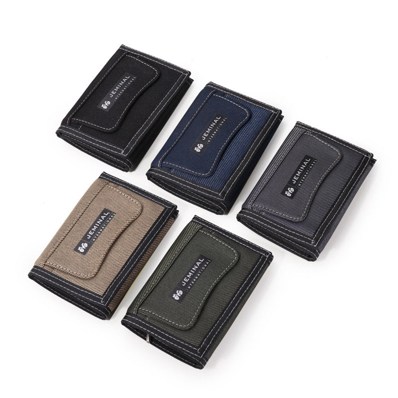 Casual Short Canvas Denim Unisex Men&#39;s Wallet