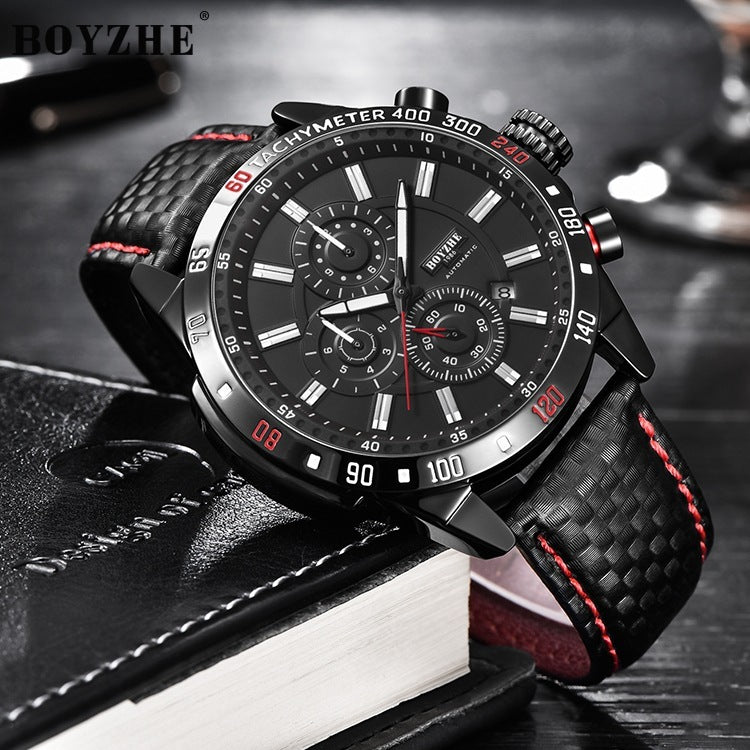 Men&#39;s Watch Sports Business Multi-Function Large Calendar Luminous Waterproof Mechanical Watch Vibrato Watch Male