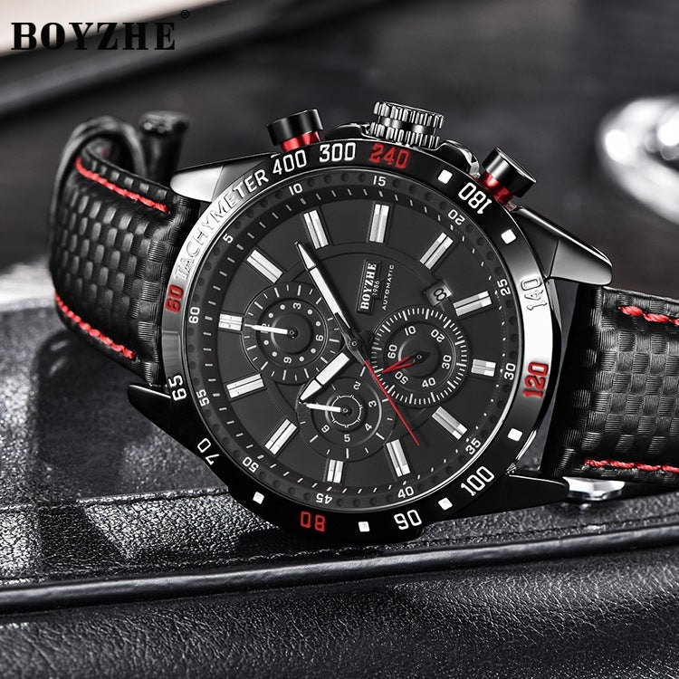 Men&#39;s Watch Sports Business Multi-Function Large Calendar Luminous Waterproof Mechanical Watch Vibrato Watch Male