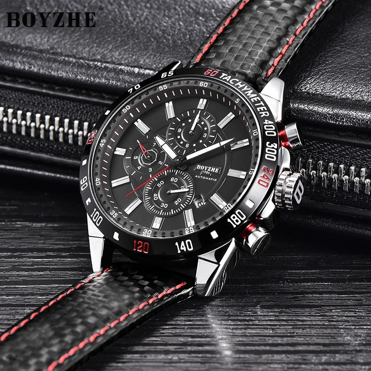 Men&#39;s Watch Sports Business Multi-Function Large Calendar Luminous Waterproof Mechanical Watch Vibrato Watch Male