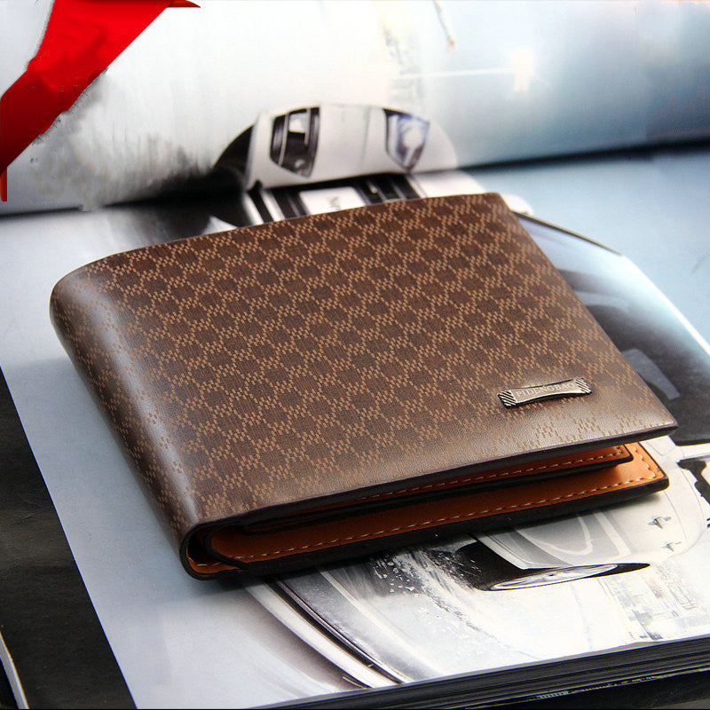 Short Casual Men&#39;s Wallet With Plaid Multi Card Wallet