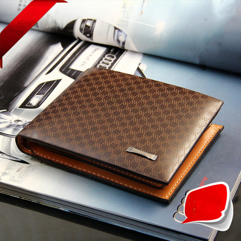 Short Casual Men&#39;s Wallet With Plaid Multi Card Wallet