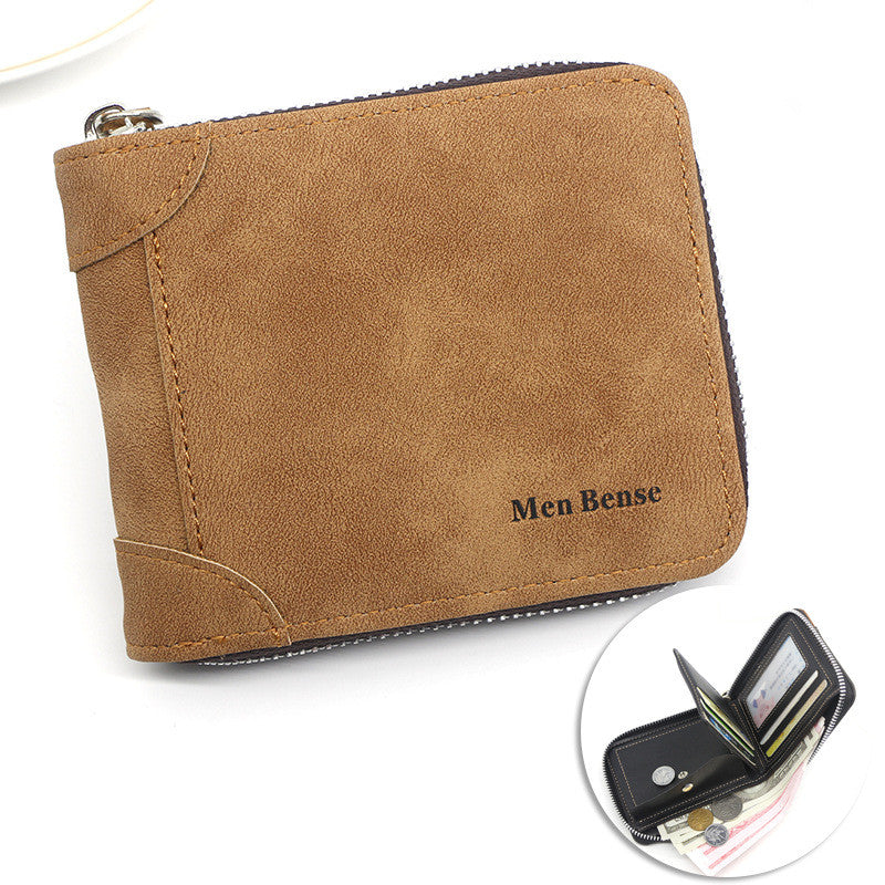 Zipper Two-fold Men&#39;s Wallet Retro Pu Coin Purse