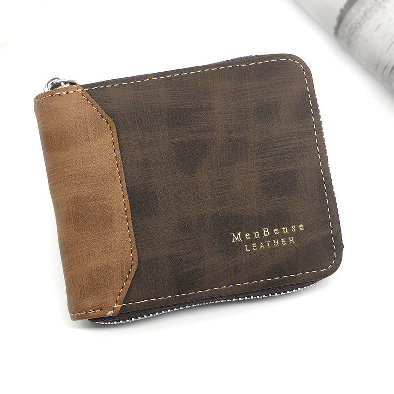 Zipper Two-fold Men&#39;s Wallet Retro Pu Coin Purse