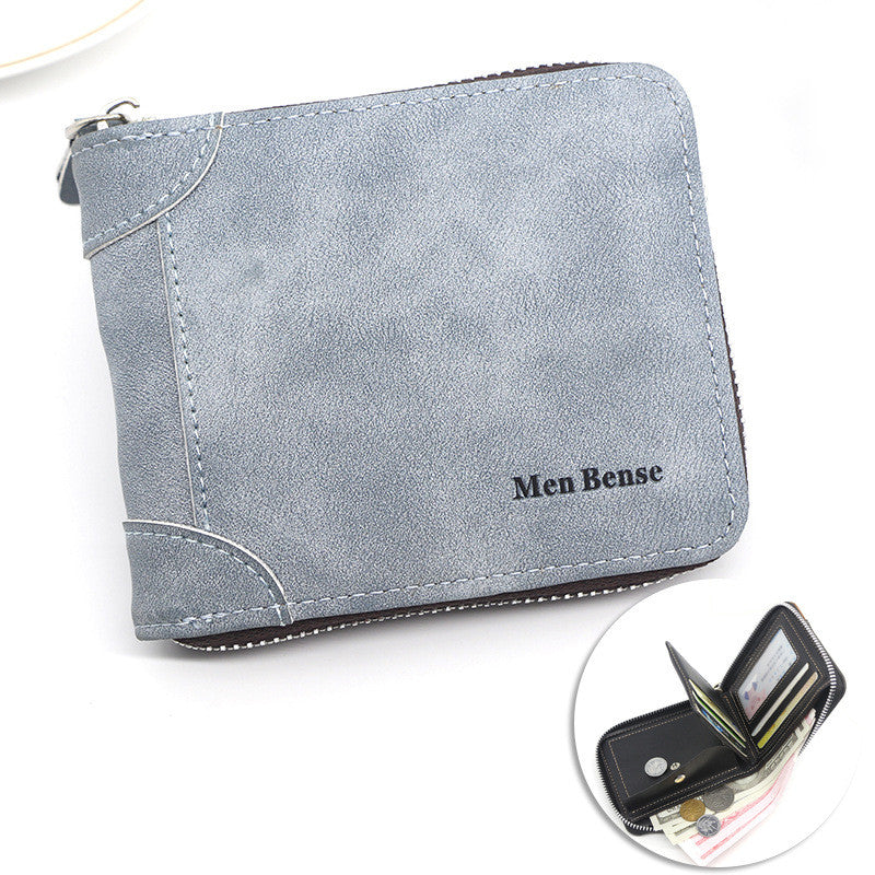 Zipper Two-fold Men&#39;s Wallet Retro Pu Coin Purse