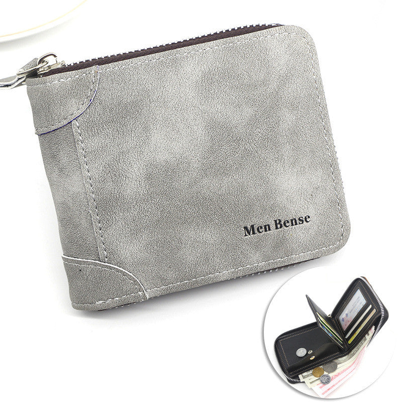 Zipper Two-fold Men&#39;s Wallet Retro Pu Coin Purse