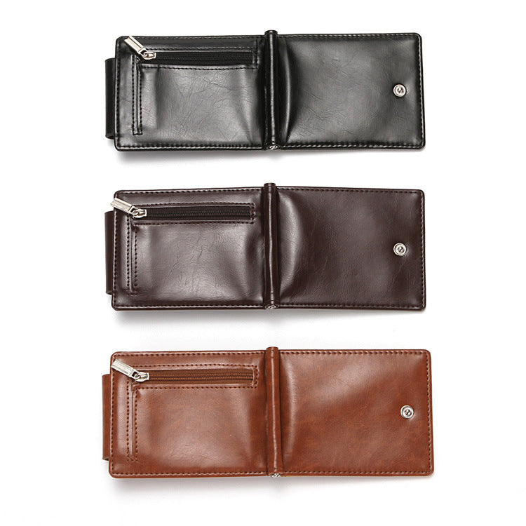 Creative Men&#39;S Wallet Korean Style Flip Buckle Zipper Coin Purse Us Gold Clip Card Holder Card Holder