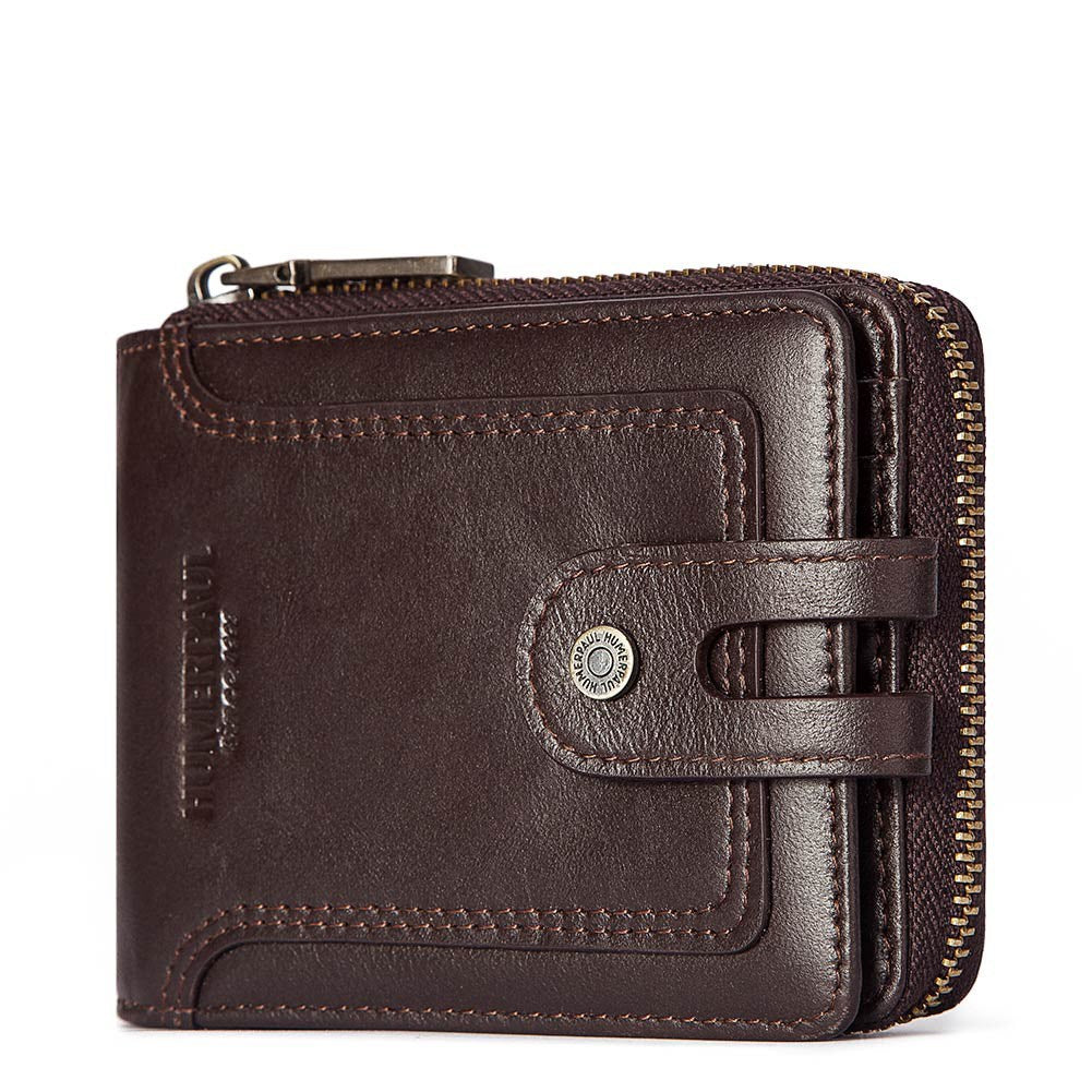 Anti-theft Brush Men&#39;s Leather Short Wallet