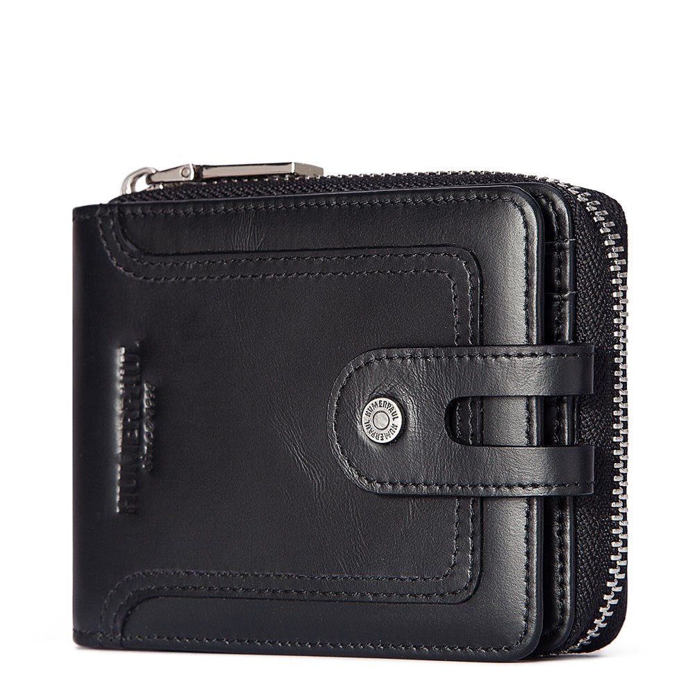 Anti-theft Brush Men&#39;s Leather Short Wallet