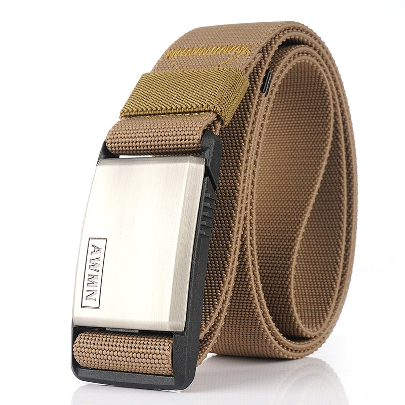 Automatic buckle elastic canvas belt
