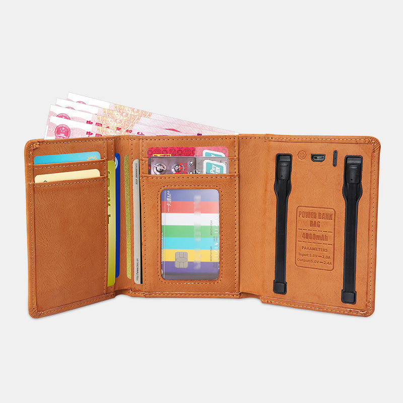 New Creative And Practical Gift Multi-Function Charging Wallet Customized Men&#39;s Short Business Mobile Power Small Wallet