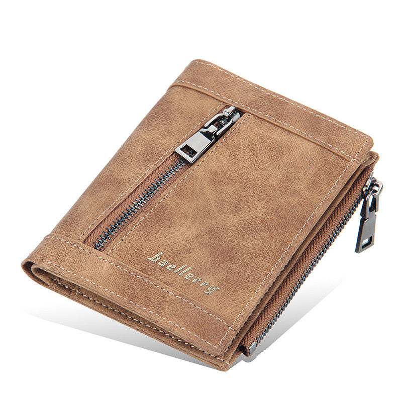 Vertical Multi-card Position Zipper Wallet Youth Buckle Thin Wallet