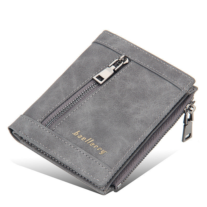 Vertical Multi-card Position Zipper Wallet Youth Buckle Thin Wallet