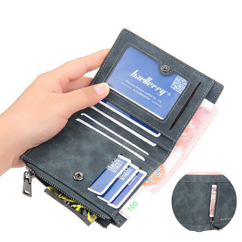 Vertical Multi-card Position Zipper Wallet Youth Buckle Thin Wallet