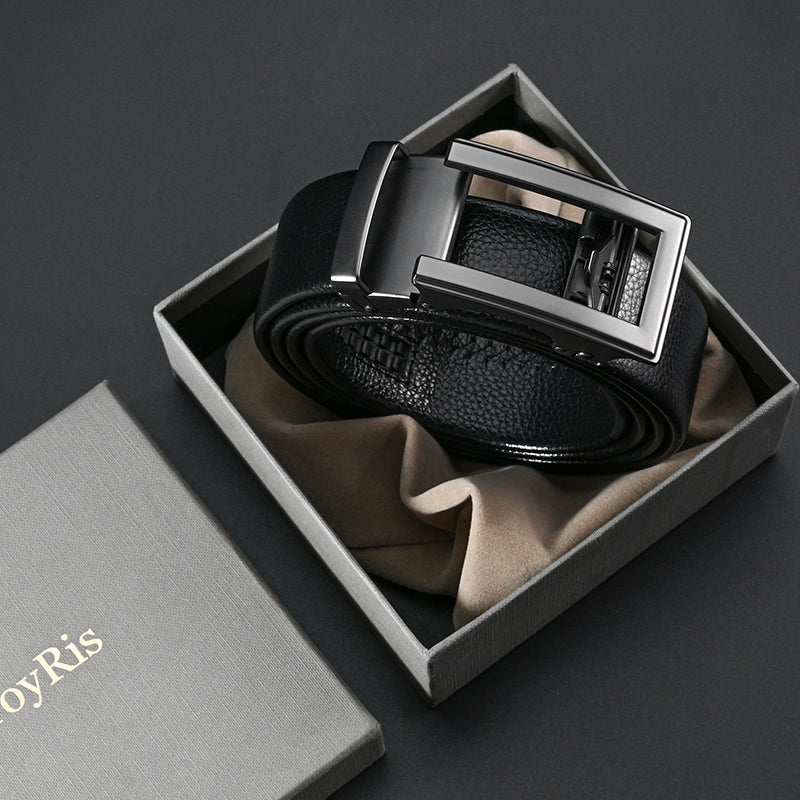 Belt Men&#39;s Pure Cowhide Automatic Buckle Young Men&#39;s Belt