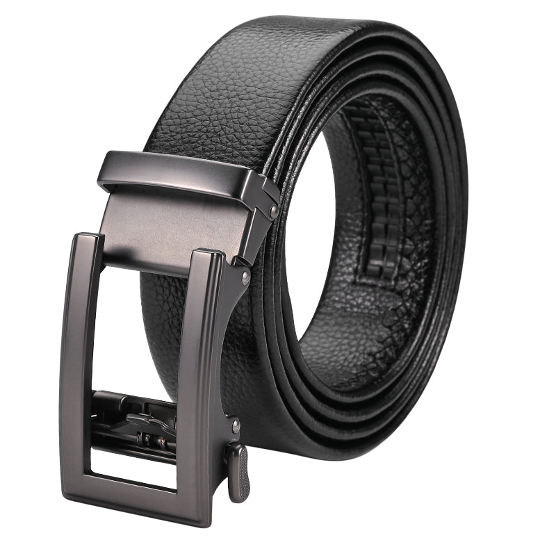 Belt Men&#39;s Pure Cowhide Automatic Buckle Young Men&#39;s Belt