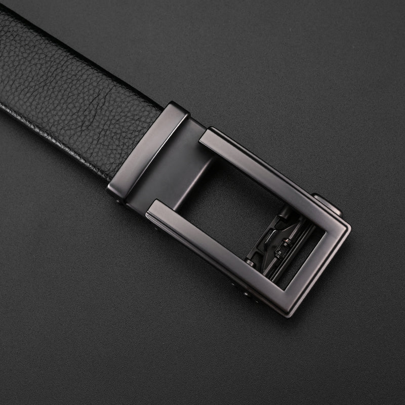 Belt Men&#39;s Pure Cowhide Automatic Buckle Young Men&#39;s Belt