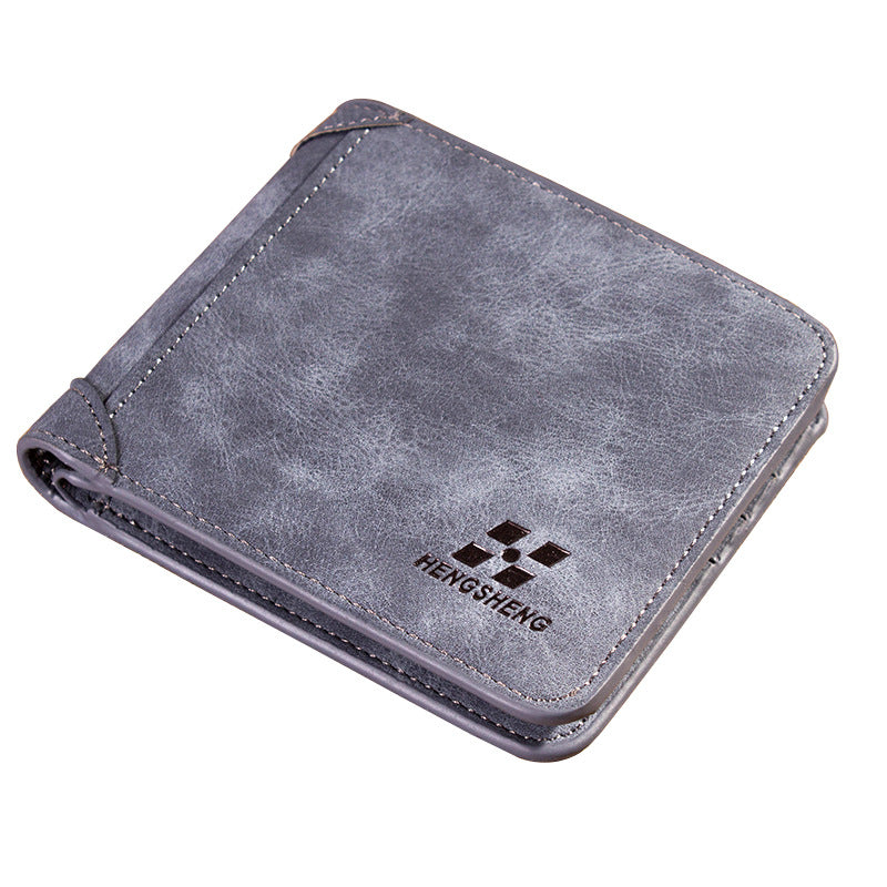 Men&#39;s Wallet Short Frosted Leather Wallet Retro Tri-fold Vertical Wallet With Multi-card Slots