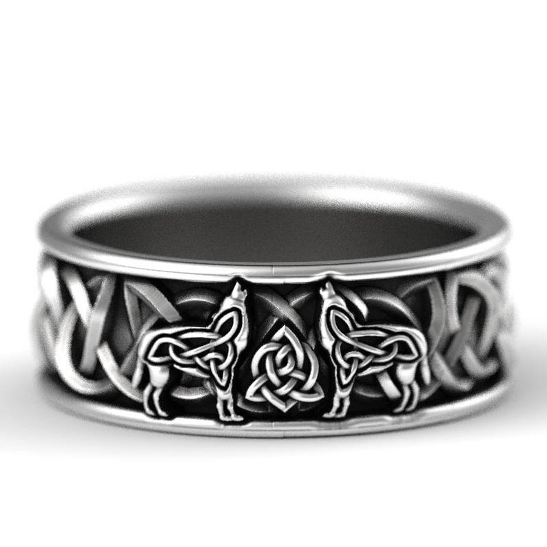 Men Ring Wolf Viking Mythology Defense-Totem Punk Rock Nordic Gift Fashion Hip-Hop Huitan