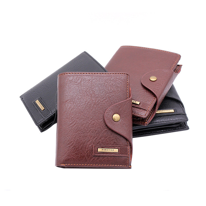 Vertical Style Men&#39;s Buckle Wallet, Women&#39;s Leather Bag Coin Purse, One Drop Shipping