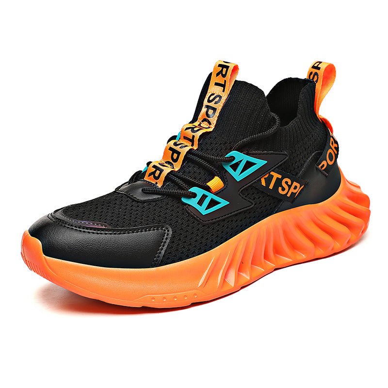 Foreign Trade Cross-Border 46 Large Size Men&#39;S Shoes Summer Mesh Fly Woven Casual Sports Shoes Men&#39;S Thick-Soled Ultra-Light Daddy Running Shoes