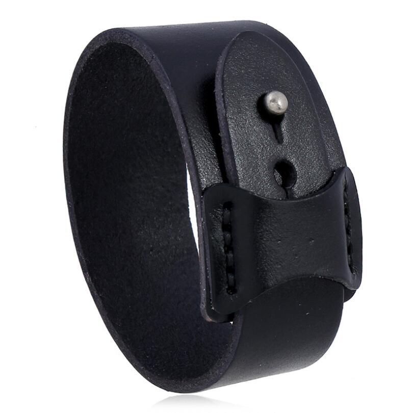 Simple Men&#39;s Casual Leather Bracelet Punk Party Hip Hop Bracelet Female Adjustable Couple Bracelet