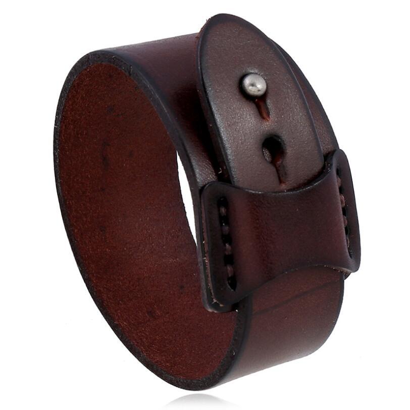 Simple Men&#39;s Casual Leather Bracelet Punk Party Hip Hop Bracelet Female Adjustable Couple Bracelet