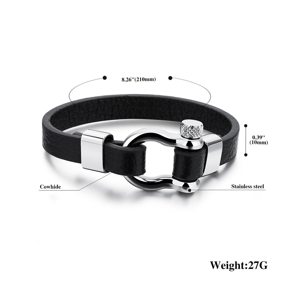 Men&#39;S Stainless Steel Buckle Leather Life Bracelet Nautical Surfer Jewelry