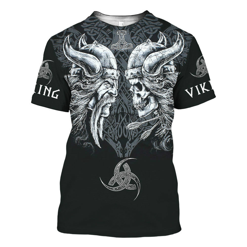 Men&#39;s Viking Symbol Print T Shirt Short Sleeve