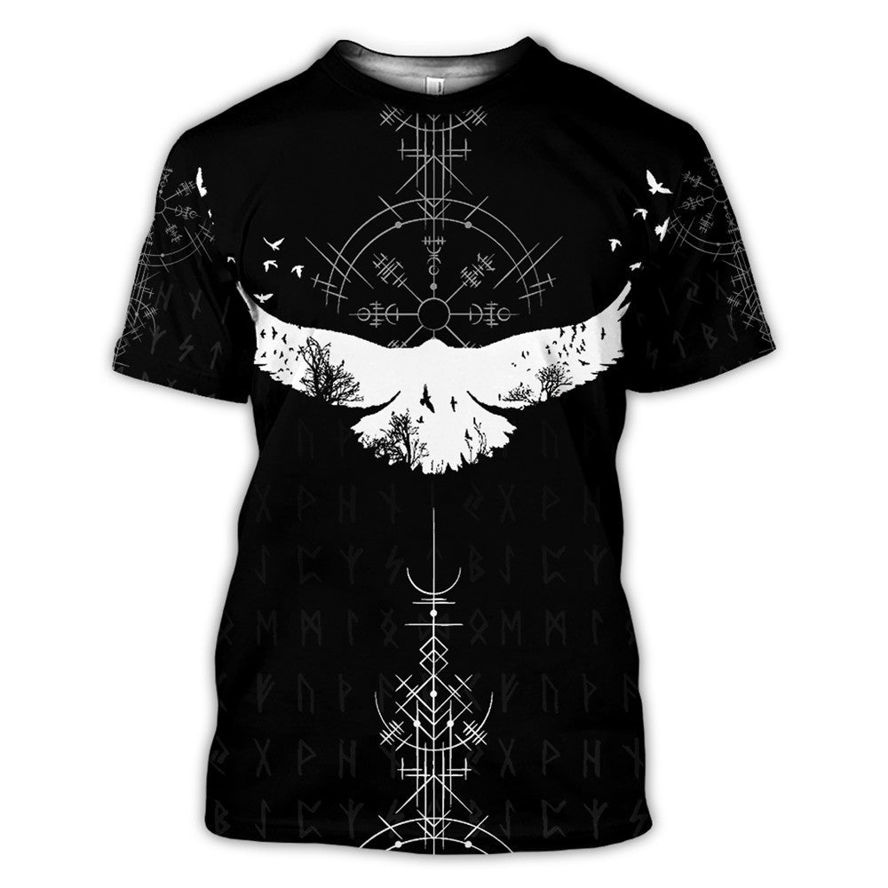Men&#39;s Viking Symbol Print T Shirt Short Sleeve