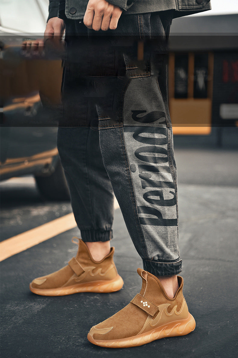 Spring New Large Size 45 Men&#39;s Leather Sneakers Korean Students Fashion Breathable Lightweight Footwear Men&#39;s Shoes