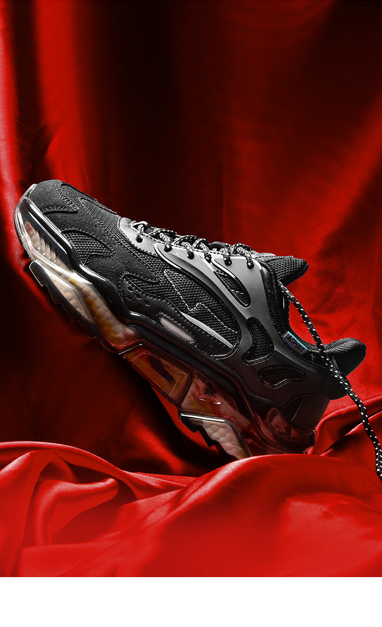 Low Cut Color Matching Flying Woven Breathable Sports Casual Running Korean Style Trendy Shoes Old Popcorn Soles