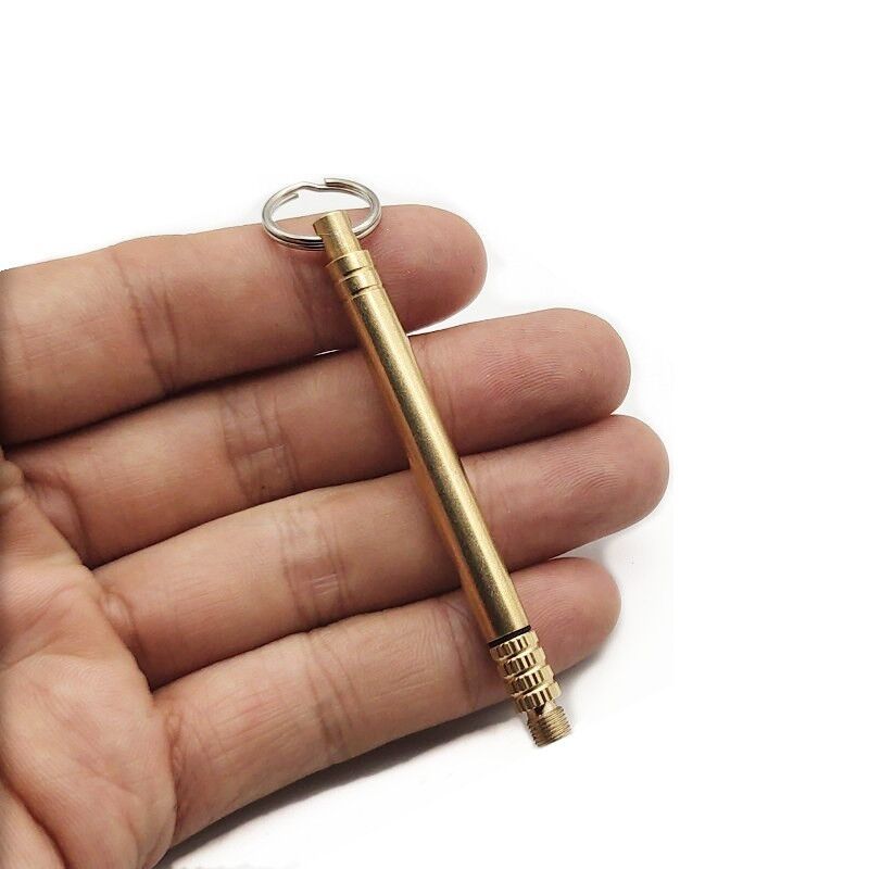 Brass Portable Waterproof Warehouse Titanium Alloy Toothpick Combination Toothpick Brass Cylinder Outdoor Portable Butt Toothpick