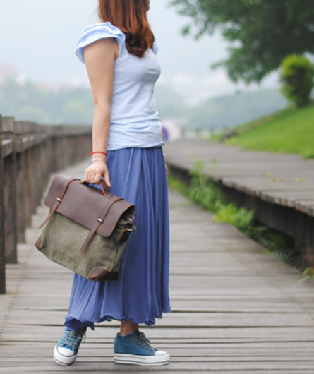 Men&#39;s Cowhide Crazy Horse Leather With Canvas Shoulder Bag Men&#39;s Bag