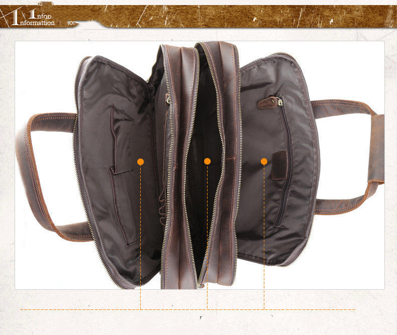 16 Inch Computer Bag Top Layer Cowhide Business Briefcase Men&#39;s Handbag