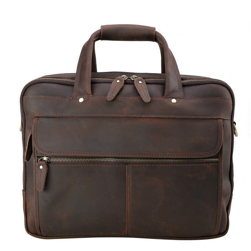 16 Inch Computer Bag Top Layer Cowhide Business Briefcase Men&#39;s Handbag