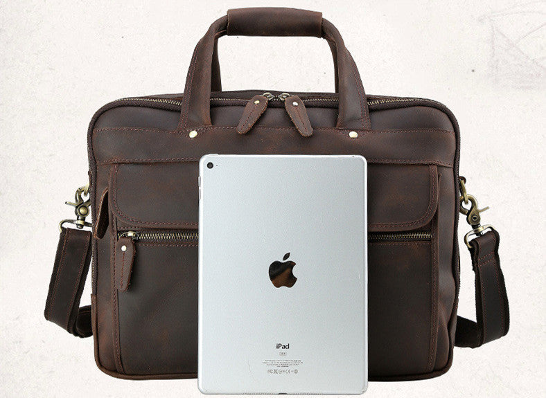 16 Inch Computer Bag Top Layer Cowhide Business Briefcase Men&#39;s Handbag