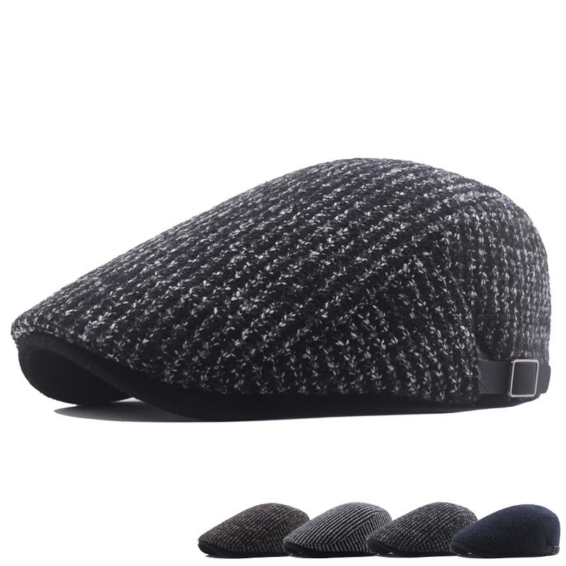Solid Color Knitted Beret Men&#39;s Winter Thickening