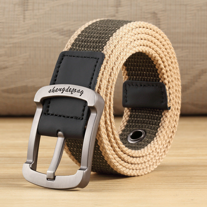 Canvas belt men&#39;s and women&#39;s pin buckle belt