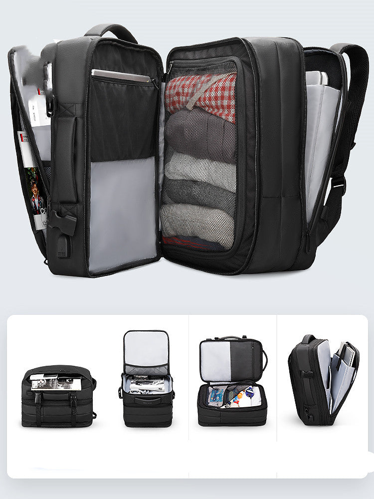 Backpack Men&#39;S Backpack Emergency Raincoat Large Capacity Business Trip 17 Inch Laptop Bag