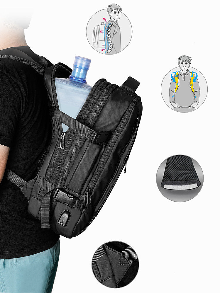 Backpack Men&#39;S Backpack Emergency Raincoat Large Capacity Business Trip 17 Inch Laptop Bag