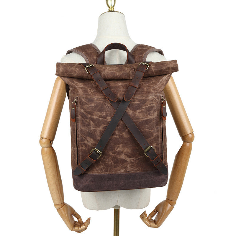 Head Layer Leather Men&#39;S And Women&#39;S Shoulders Travel Computer Backpack